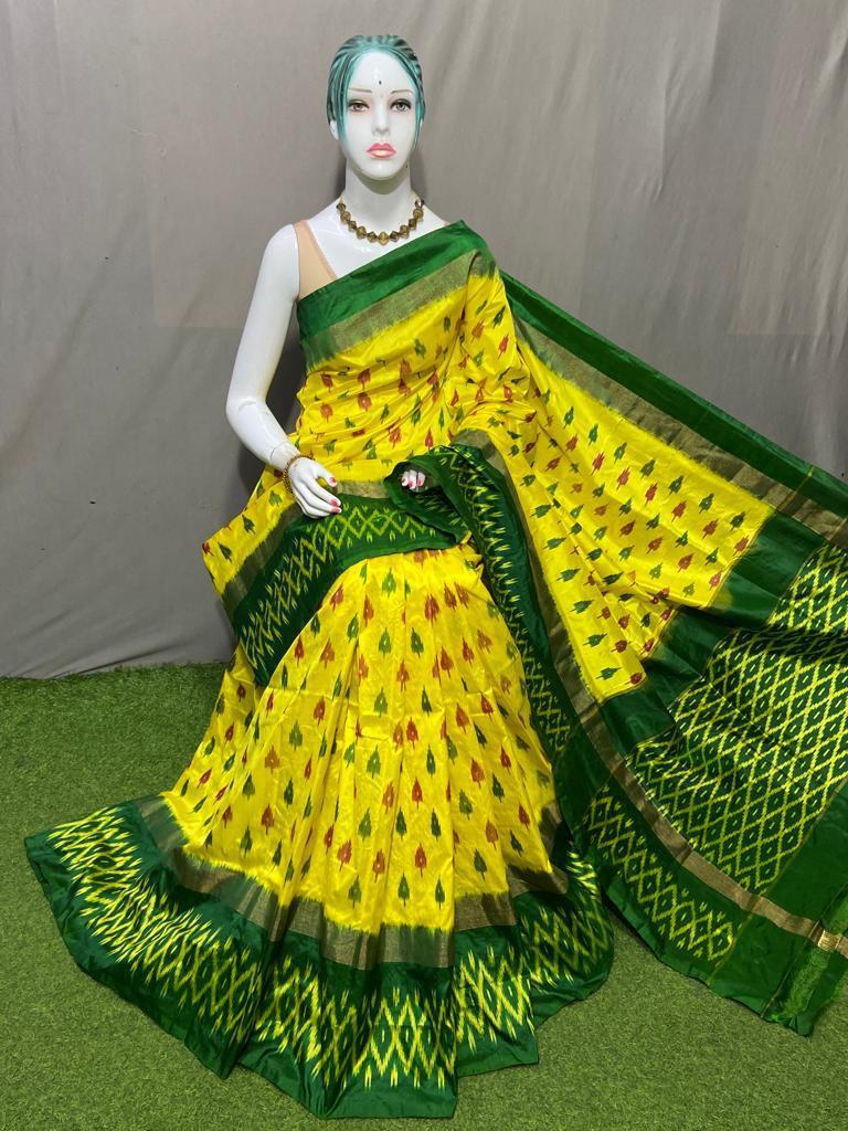 Pure Handloom Silk With Ikkat Floral Digital Prints Saree